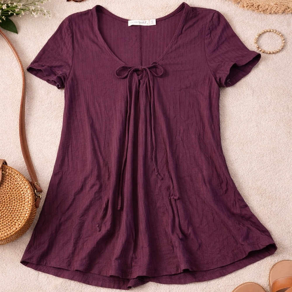 Elegant Purple Short Sleeve Top